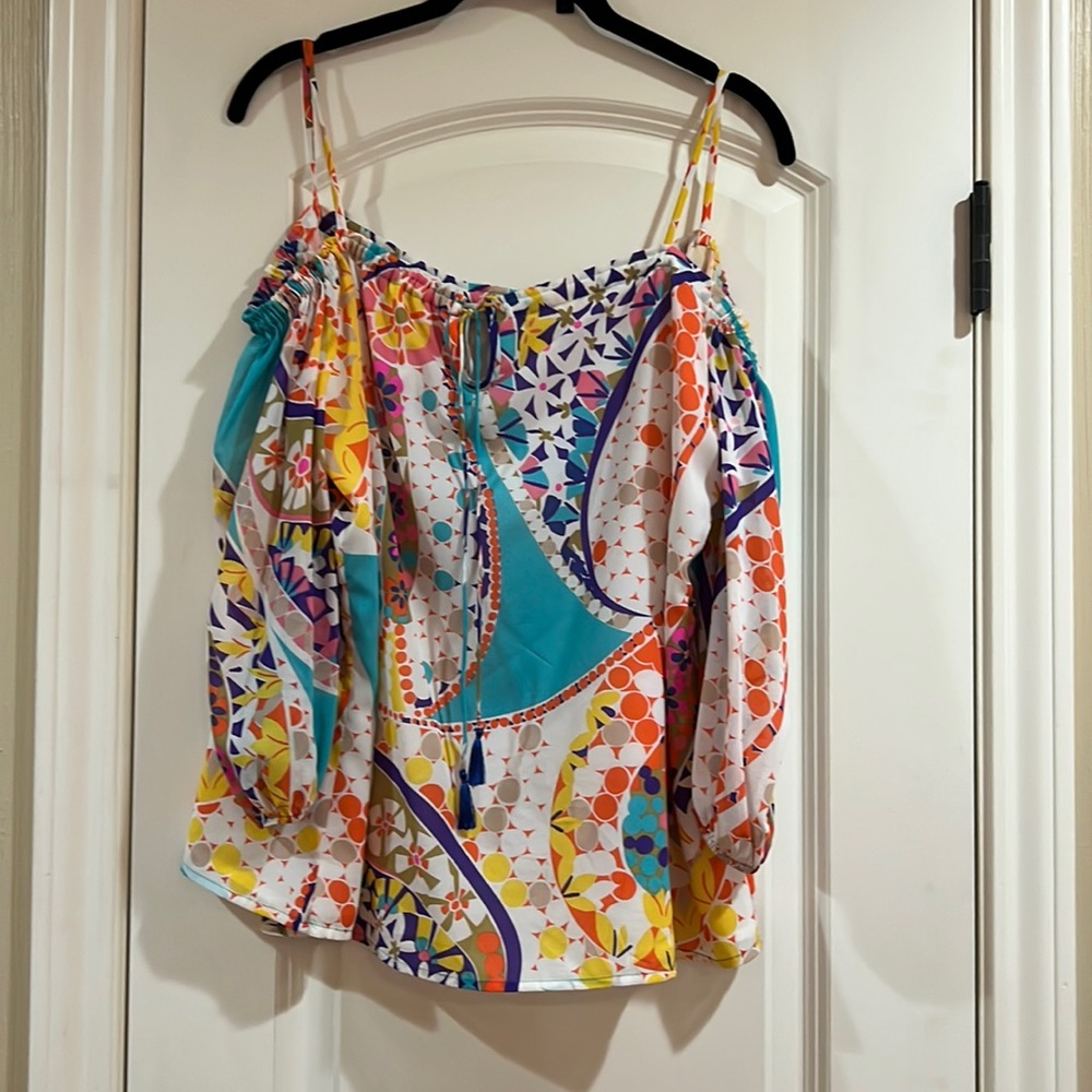 Vibrant off shoulder with straps top